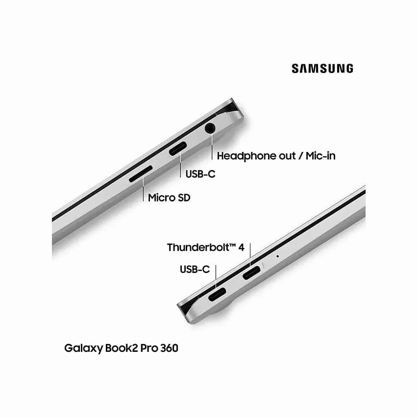 Galaxy Book2 Pro 360 Convertible Laptop, Intel Core i7 Processor, 16GB RAM, 512GB SSD, 13.3" Full HD Touchscreen, Silver - 930QED-KB4