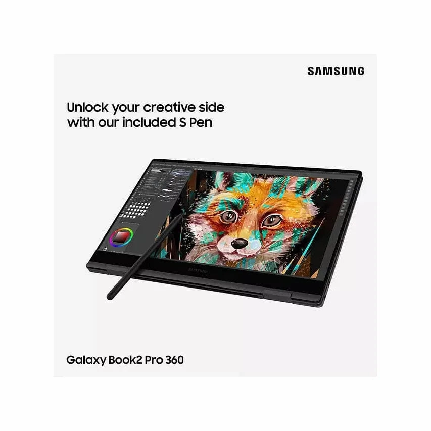 Galaxy Book2 Pro 360 Convertible Laptop, Intel Core i7 Processor, 16GB RAM, 512GB SSD, 13.3" Full HD Touchscreen, Silver - 930QED-KB4