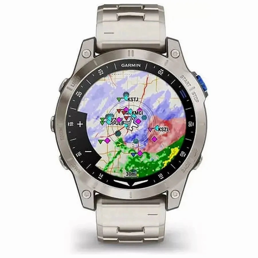 Garmin D2 Mach 1 Pro Aviator Smartwatch - GPS Moving Map, Aviation Weather, Health & Wellness Features, AMOLED Display, Built-in Flashlight