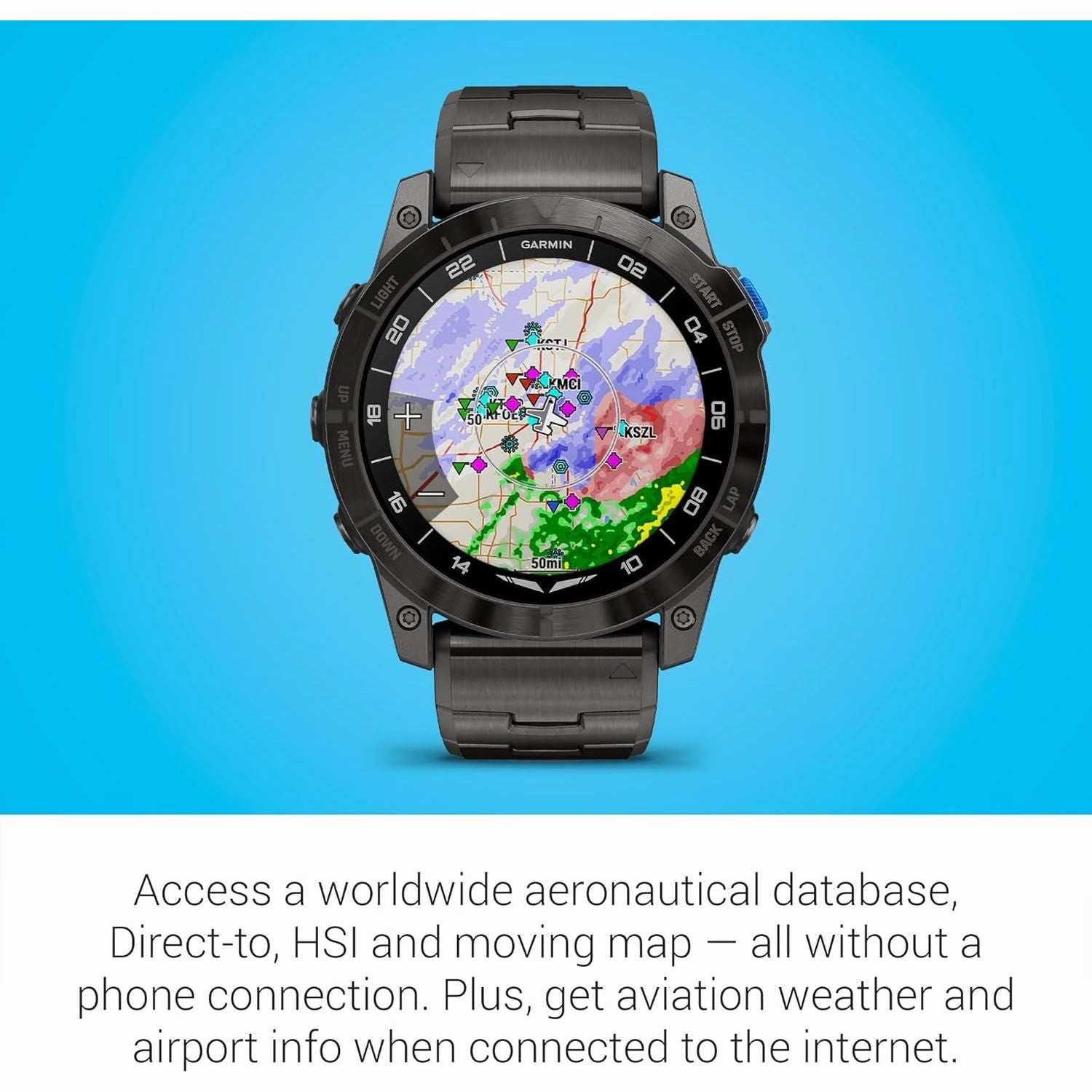 Garmin D2 Mach 1 Pro Aviator Smartwatch - GPS Moving Map, Aviation Weather, Health & Wellness Features, AMOLED Display, Built-in Flashlight