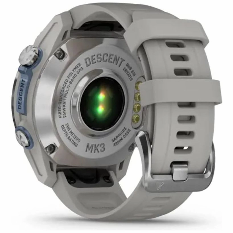 Garmin Descent Mk3 Dive Watch - 43mm Stainless Steel, Grey Fog Silicone Strap