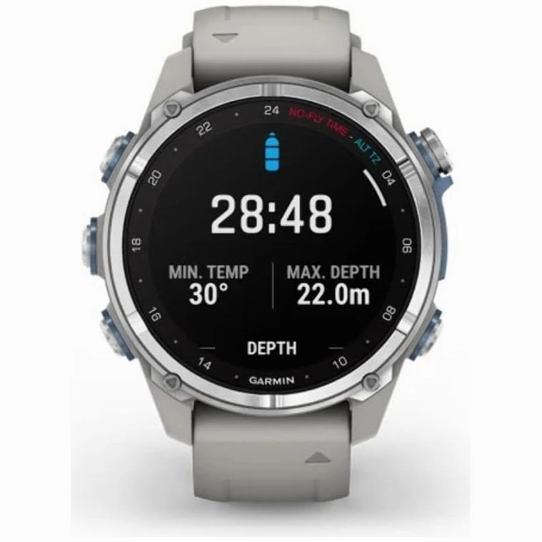 Garmin Descent Mk3 Dive Watch - 43mm Stainless Steel, Grey Fog Silicone Strap