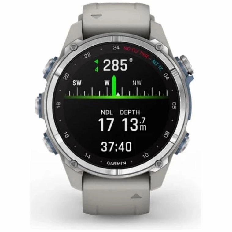 Garmin Descent Mk3 Dive Watch - 43mm Stainless Steel, Grey Fog Silicone Strap