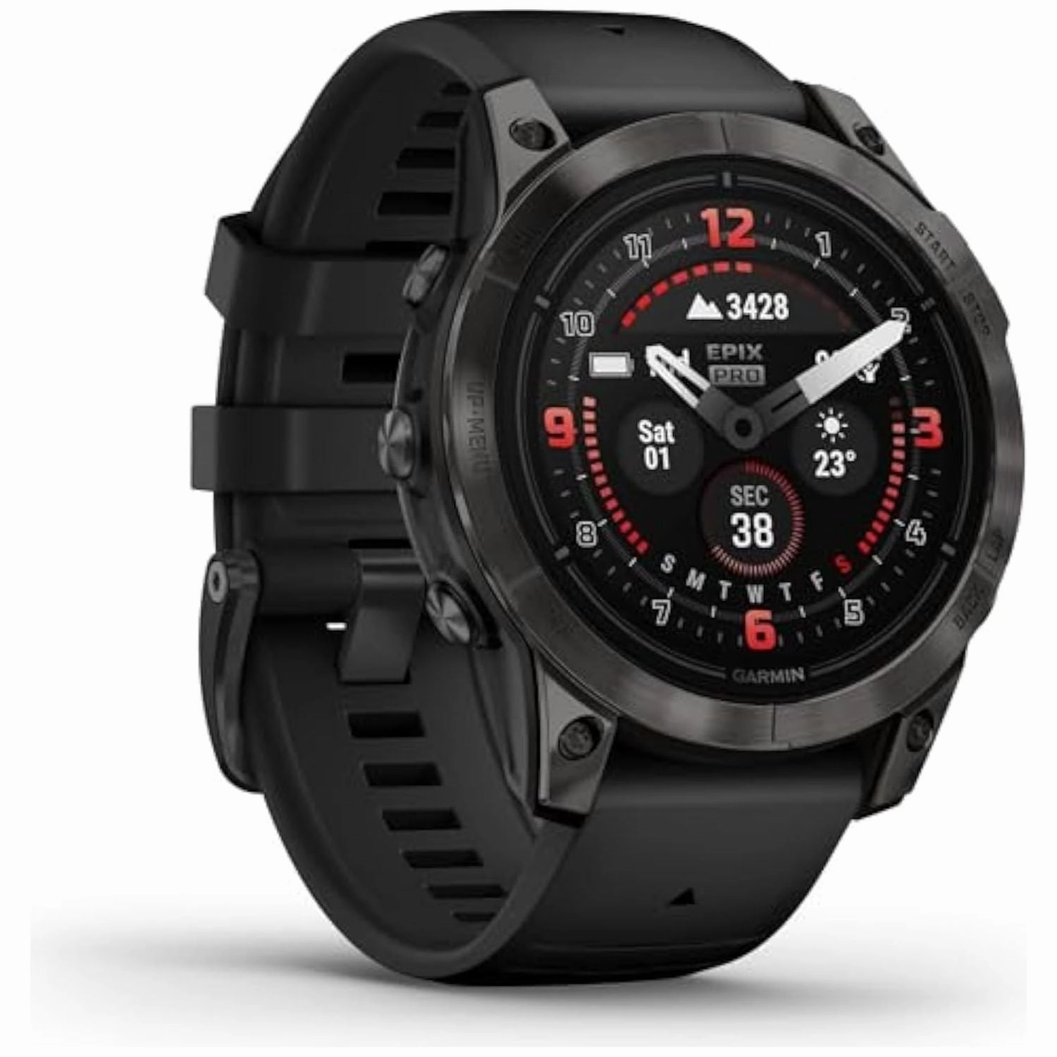 Garmin Epix Pro (Gen 2) Sapphire Edition Smartwatch  47mm, Carbon Gray/Black with Silicone Band