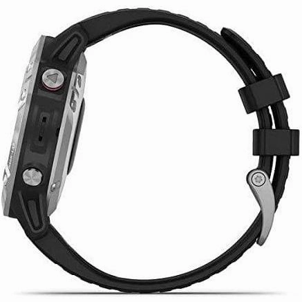 Garmin fenix 6, Ultimate Multisport GPS Watch, Heat and Altitude Adjusted V02 Max, Pulse Ox Sensors and Training Load Focus, Silver with Black Band