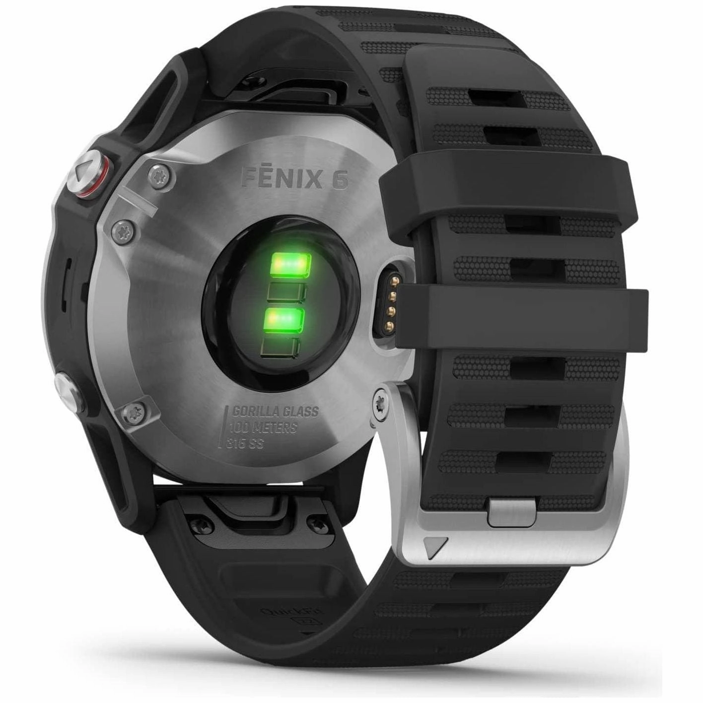 Garmin fenix 6, Ultimate Multisport GPS Watch, Heat and Altitude Adjusted V02 Max, Pulse Ox Sensors and Training Load Focus, Silver with Black Band