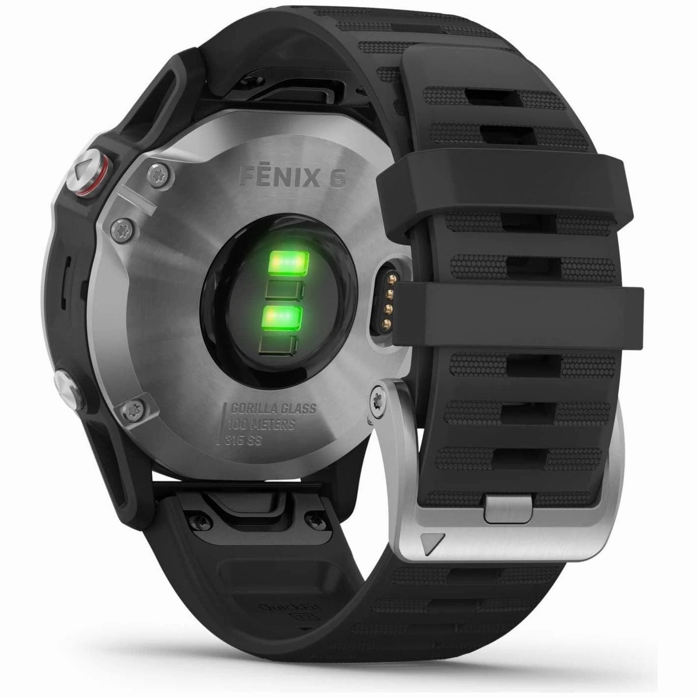 Garmin fenix 6, Ultimate Multisport GPS Watch, Heat and Altitude Adjusted V02 Max, Pulse Ox Sensors and Training Load Focus, Silver with Black Band