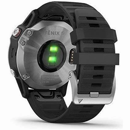 Garmin fenix 6, Ultimate Multisport GPS Watch, Heat and Altitude Adjusted V02 Max, Pulse Ox Sensors and Training Load Focus, Silver with Black Band