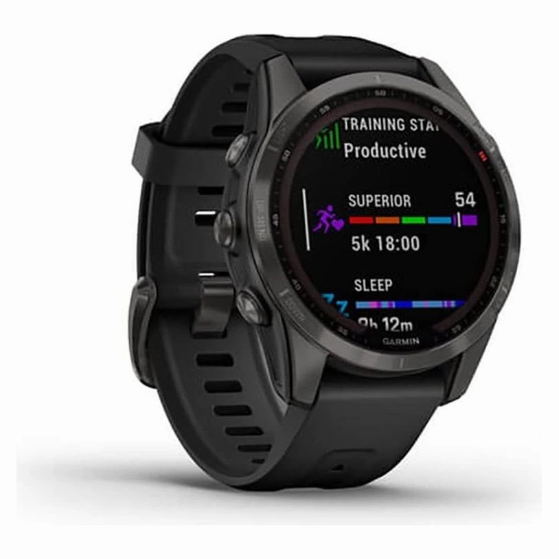 Garmin Fenix 7S Sapphire Solar - Carbon Grey DLC Titanium with Black Band