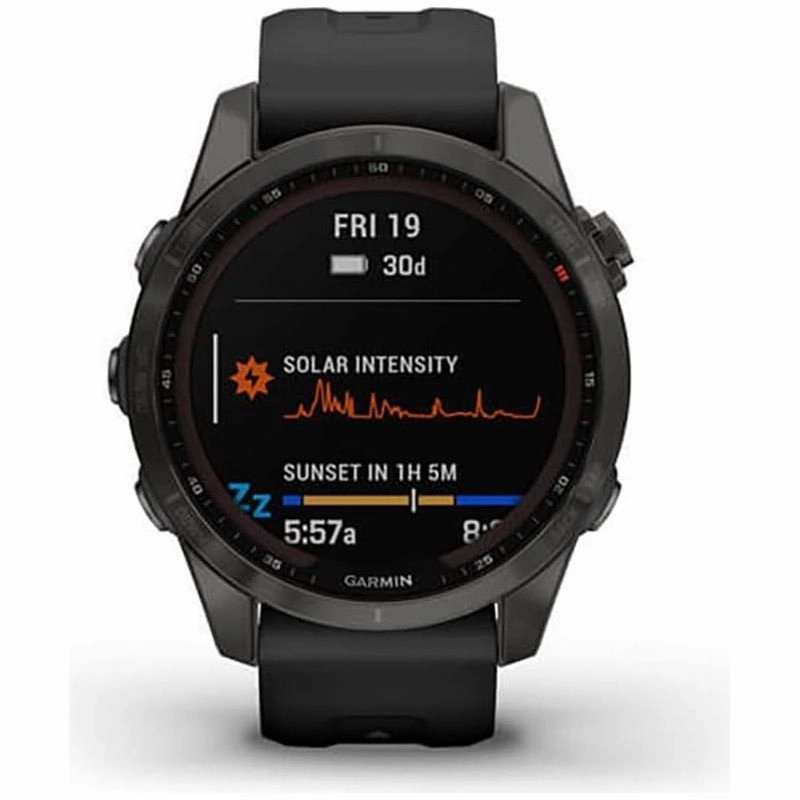 Garmin Fenix 7S Sapphire Solar - Carbon Grey DLC Titanium with Black Band