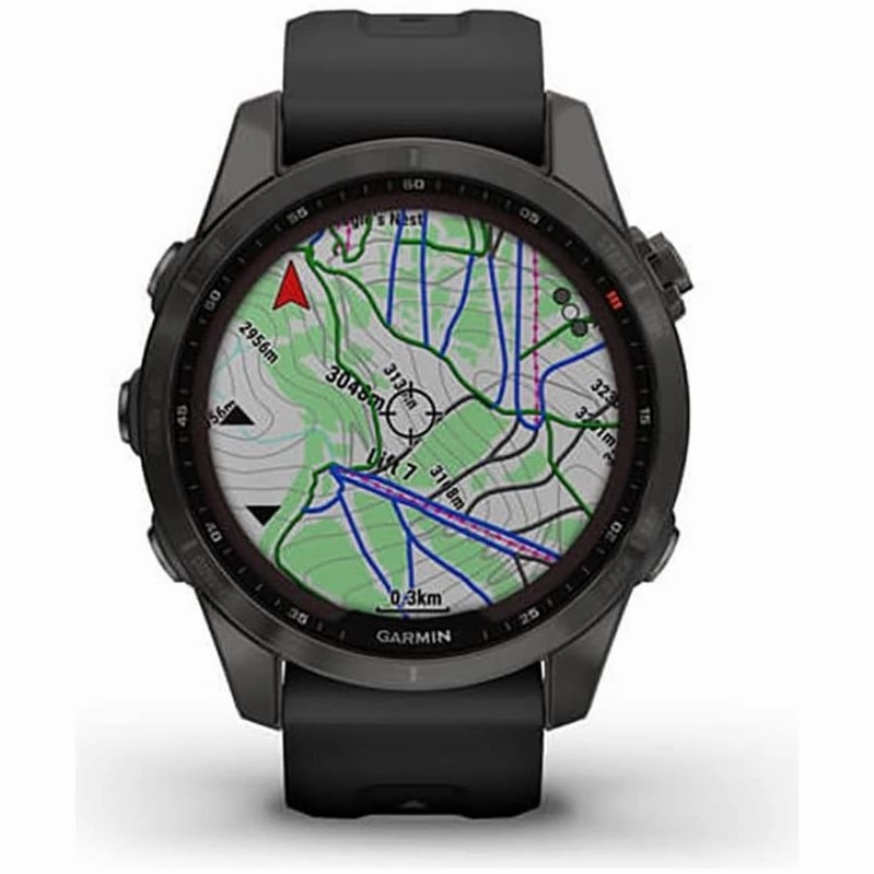 Garmin Fenix 7S Sapphire Solar - Carbon Grey DLC Titanium with Black Band