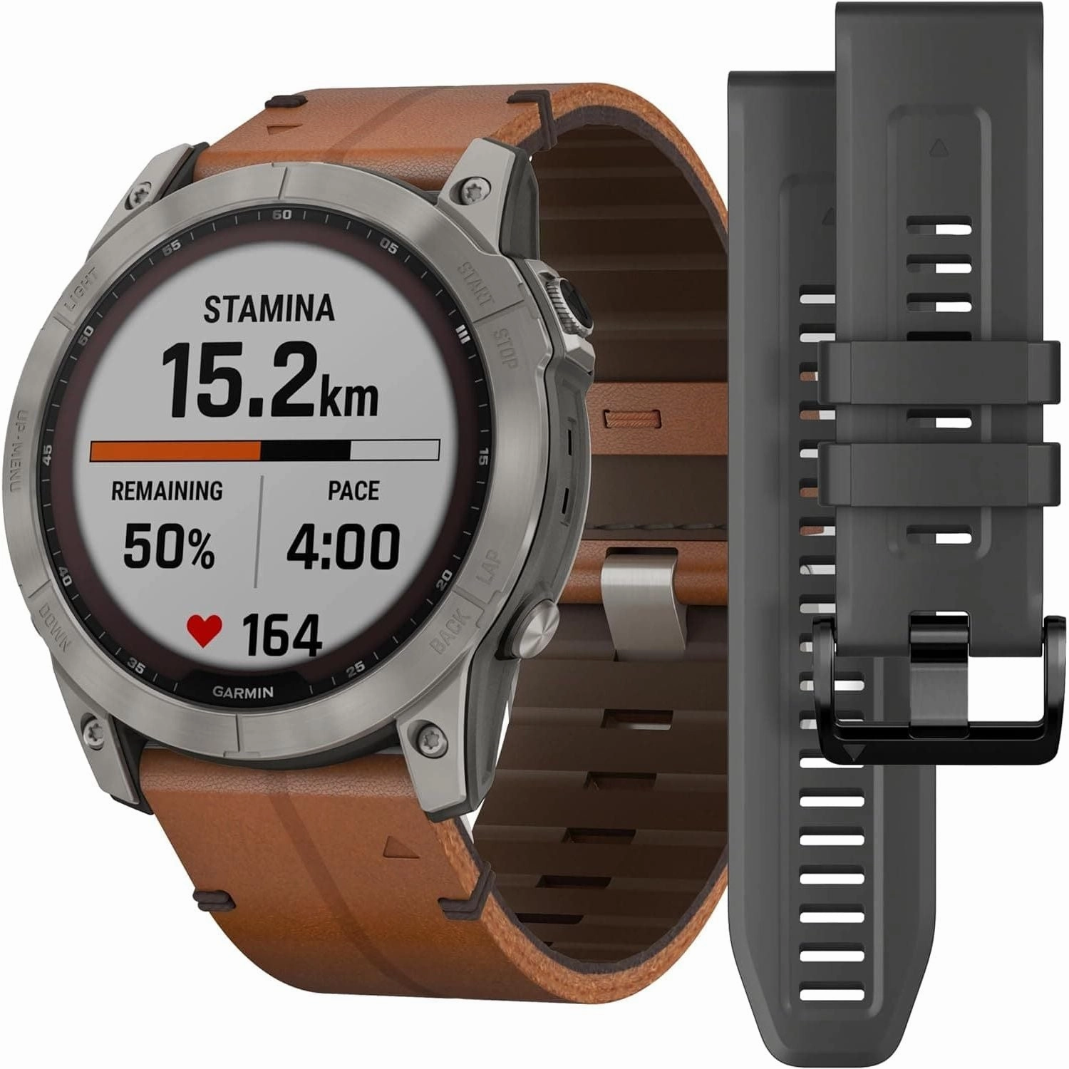 Garmin Fenix 7X Sapphire Solar Edition Titanium with Chestnut Graphite Band Smartwatch