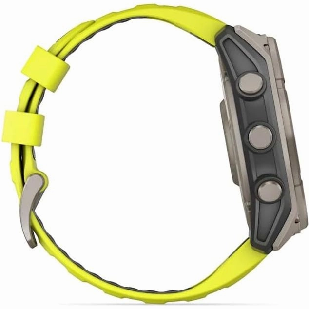 Garmin Fenix 8  51mm Solar, Sapphire Titanium GPS Watch with Amp Yellow/Graphite Silicone Band