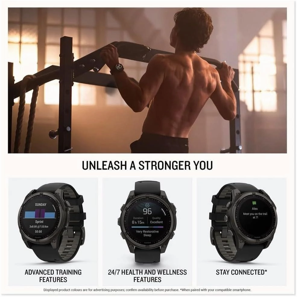 Garmin Fenix 8  51mm Solar, Sapphire Titanium GPS Watch with Amp Yellow/Graphite Silicone Band