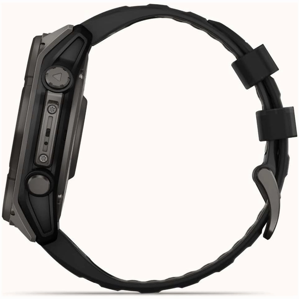 Garmin Fenix 8 - 51mm Solar Sapphire, Carbon Grey Titanium with Black/Grey Silicone Band
