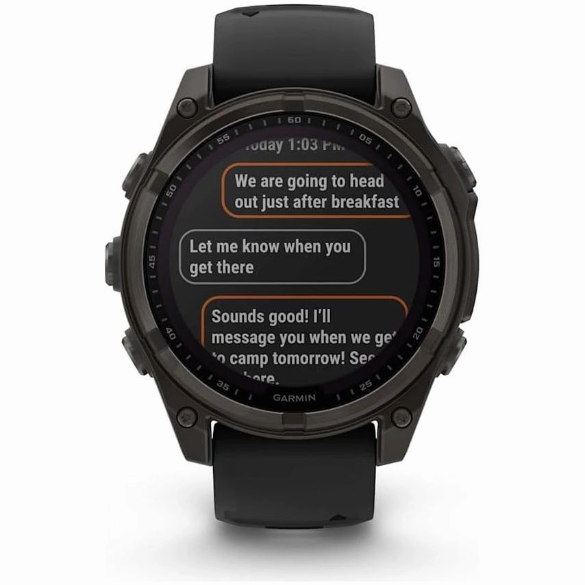 Garmin Fenix 8 Solar Sapphire GPS Smartwatch  47mm, Carbon Grey Titanium with Black/Grey Silicone Band