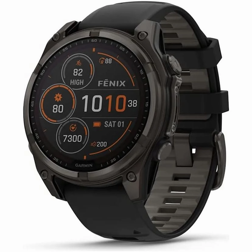 Garmin Fenix 8 Solar Sapphire GPS Smartwatch  47mm, Carbon Grey Titanium with Black/Grey Silicone Band nintendo switch oled, nintendo switch deals, joy-con accessories
