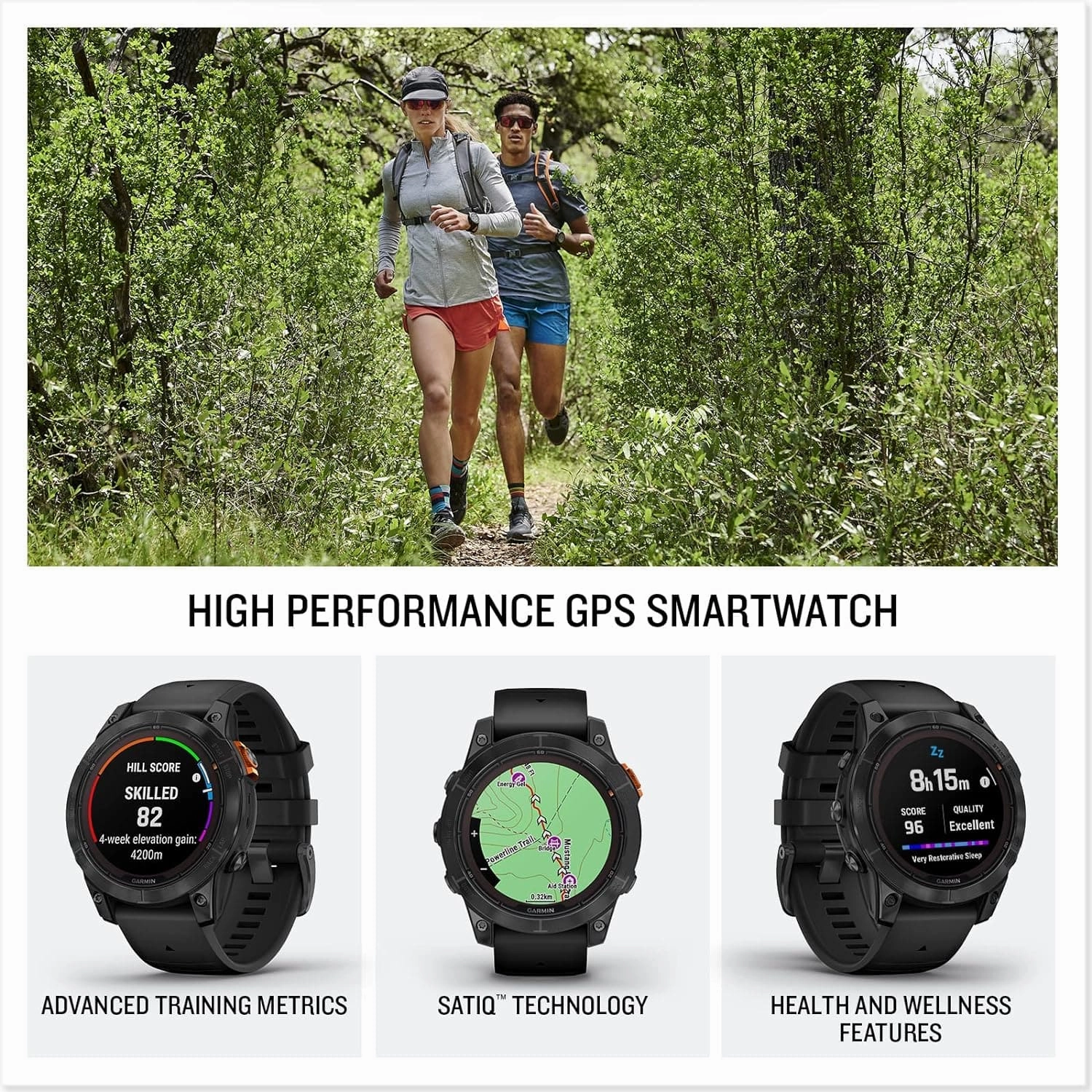 Garmin fnix 7 PRO SOLAR, Premium Multisport GPS Smartwatch,Solar Charging, Advanced Training Features, Touchscreen and Buttons, Ultratough Design , Flash Light, Up to 22 days battery life, Black