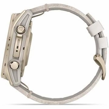 Garmin fnix 8 43mm AMOLED - Sapphire, Soft Gold Stainless Steel with Fog Gray Leather Band & Fog Gray/Dark Sandstone Silicone Band