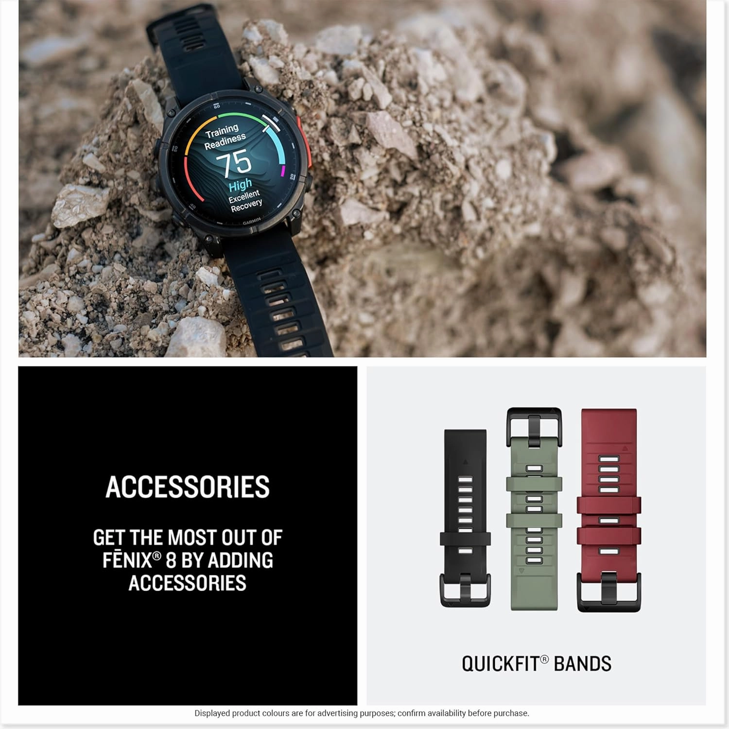 Garmin fnix 8 Premium Multisport GPS Smartwatch  43mm AMOLED, Whitestone  10-Day Battery, Built-in LED Flashlight