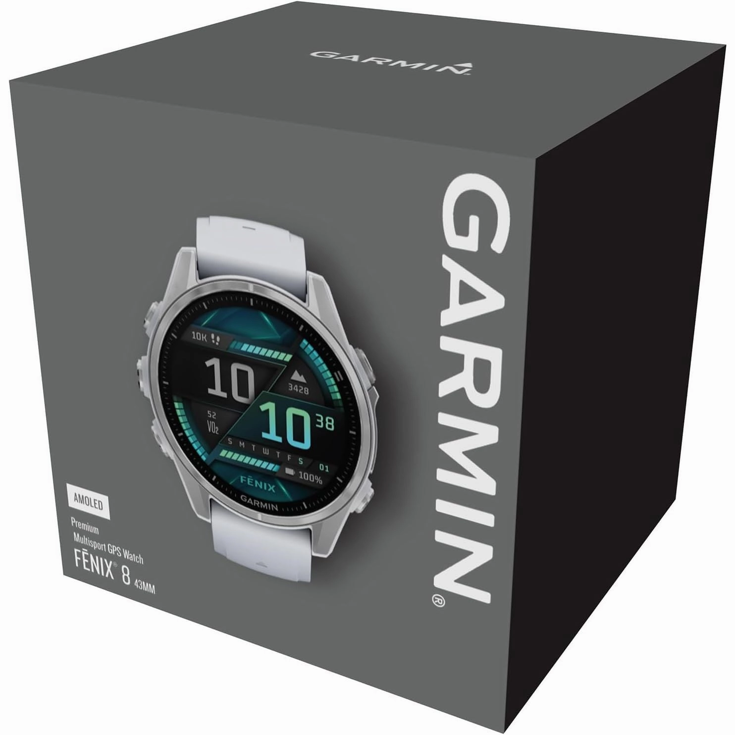 Garmin fnix 8 Premium Multisport GPS Smartwatch  43mm AMOLED, Whitestone  10-Day Battery, Built-in LED Flashlight