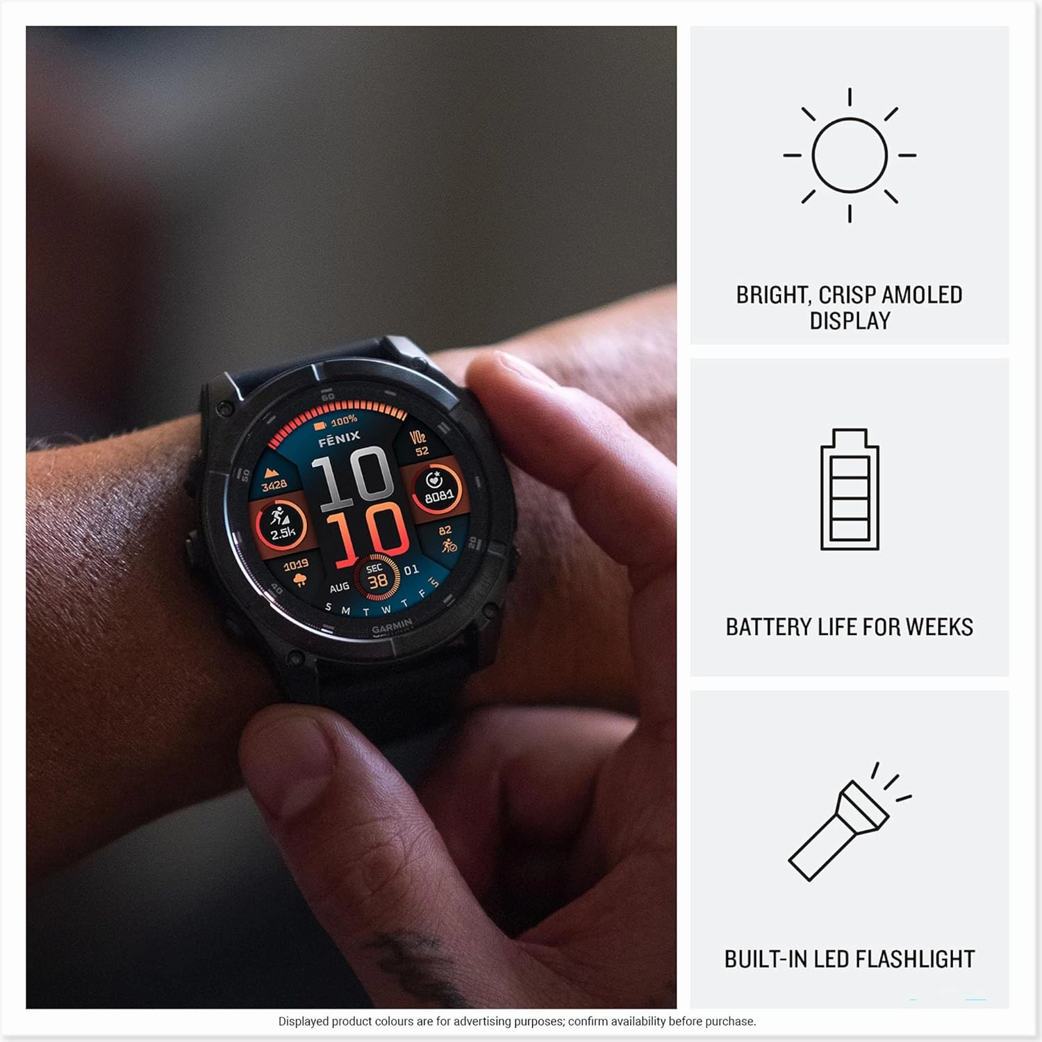 Garmin fnix 8 Premium Multisport GPS Smartwatch (47mm, AMOLED) - Slate Gray, 16-Day Battery, LED Flashlight