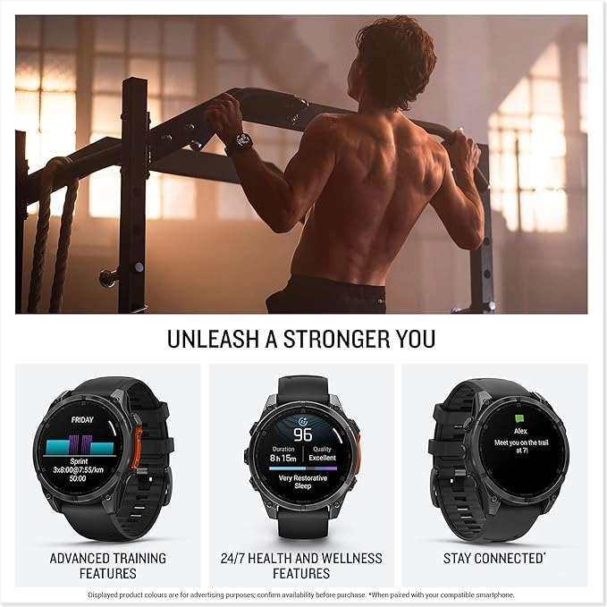 Garmin fnix 8 Premium Multisport GPS Smartwatch, 47mm AMOLED Touchscreen, Advanced Health & Training Features, Built-in LED Flashlight, Up to 29 Days Battery Life, Slate - Gray