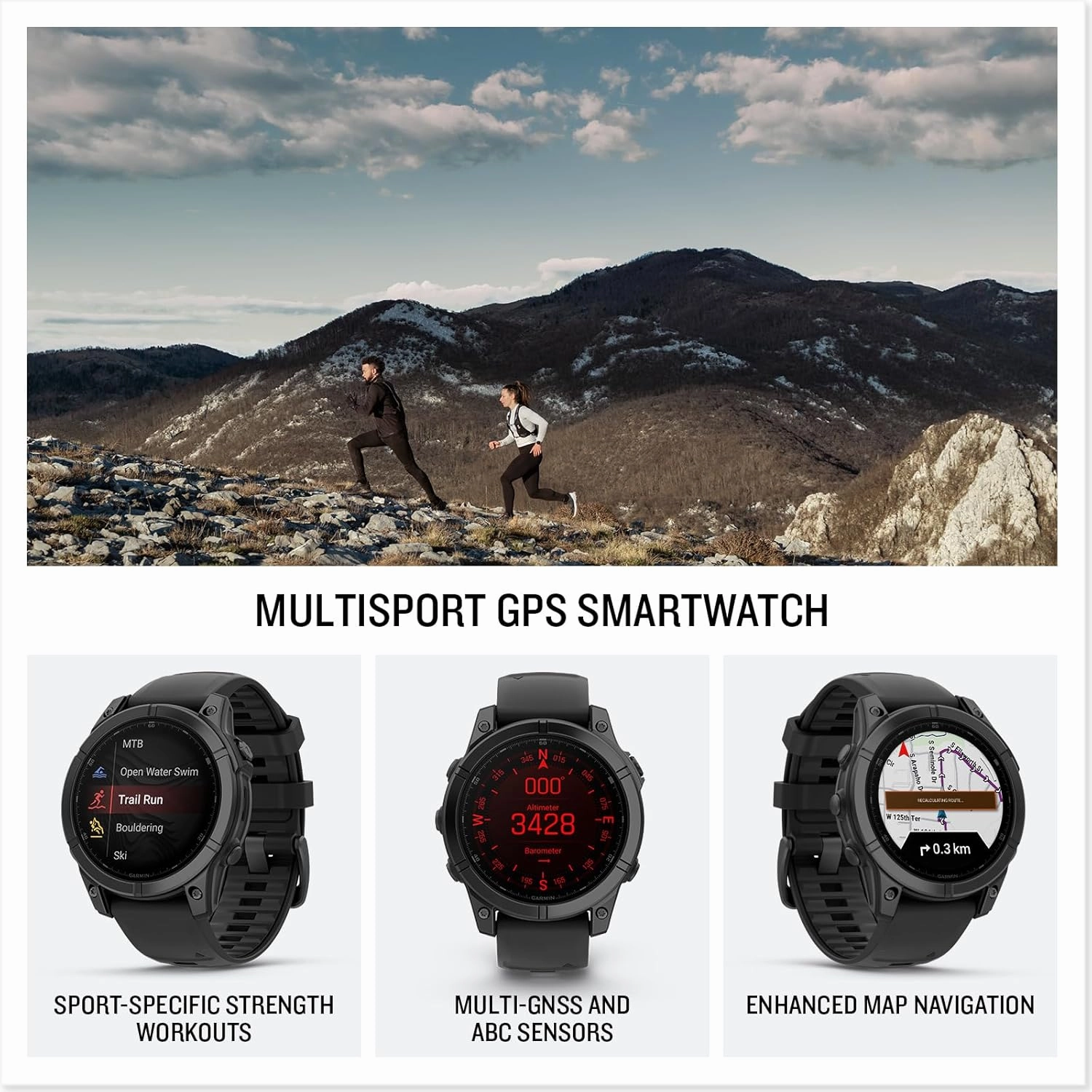 Garmin fnix E 47mm Multisport GPS Smartwatch - Slate Grey/Black, 16 Days Battery, Health & Training Features
