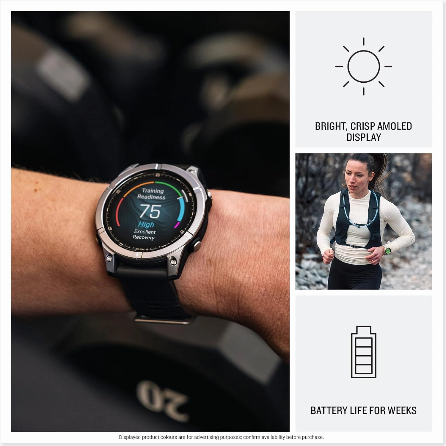 Garmin fnix E 47mm Multisport GPS Smartwatch - Stainless Steel/Black, 16 Days Battery, Health & Training Features