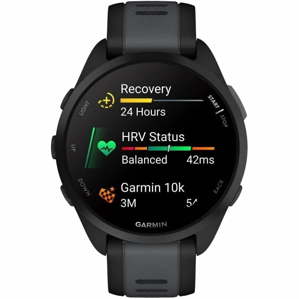 Garmin Forerunner 165 GPS Running Smartwatch - AMOLED Touchscreen, Advanced Training, 11-Day Battery, Black