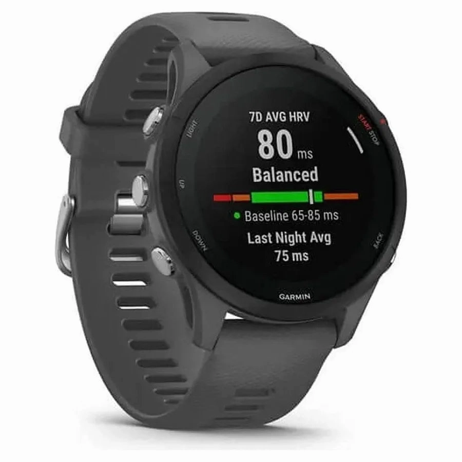 Garmin Forerunner 255 Easy to Use Lightweight GPS Running Smartwatch, Advanced Training and Recovery Insights,Safety and Tracking Features included, Up to 14 days Battery Life, Slate Grey