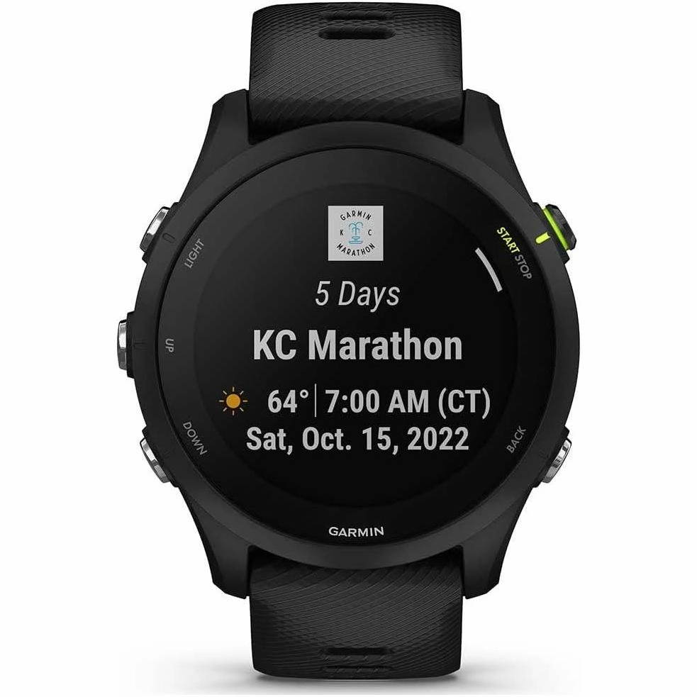 Garmin Forerunner 255 Easy to Use Lightweight GPS Running Smartwatch, Music Storage, Advanced Training and Recovery Insights, Safety and Tracking Features, Up to 14 days Battery Life, Black