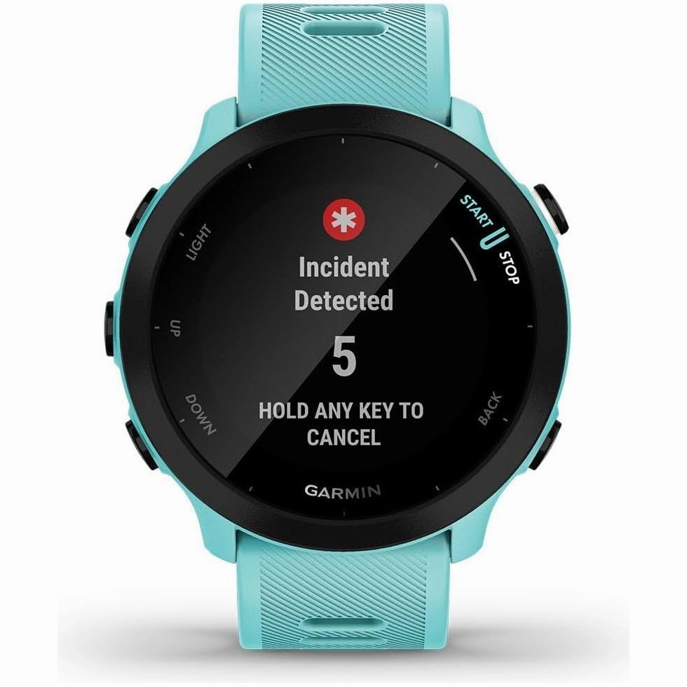 Garmin Forerunner 55 GPS 42mm Running Smartwatch, Easy to use, Lightweight, Training Guidance, Safety & Tracking Features - Aqua