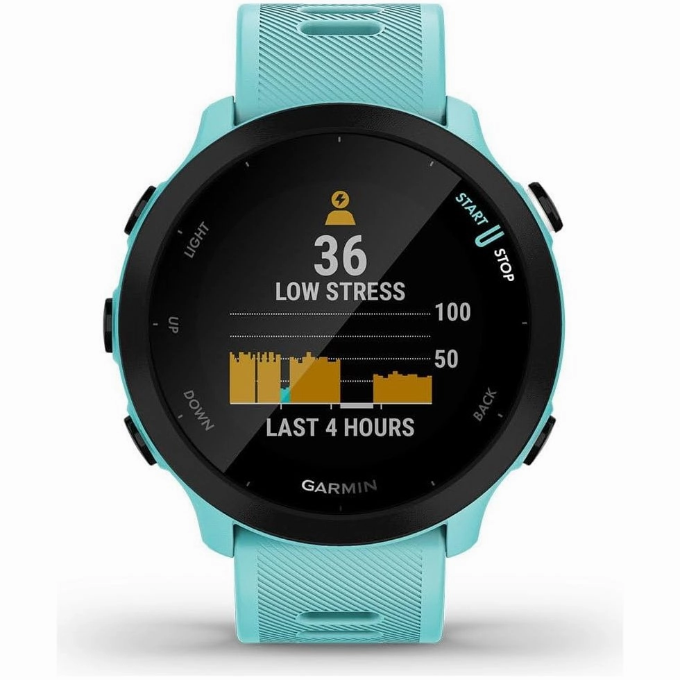 Garmin Forerunner 55 GPS 42mm Running Smartwatch, Easy to use, Lightweight, Training Guidance, Safety & Tracking Features - Aqua