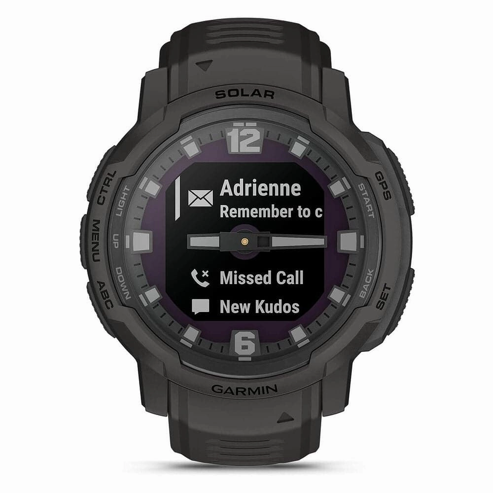 Garmin Instinct Crossover Solar  45mm Rugged Hybrid Smartwatch, Solar Charging, 70-Day Battery, GPS, SpO2 - Graphite
