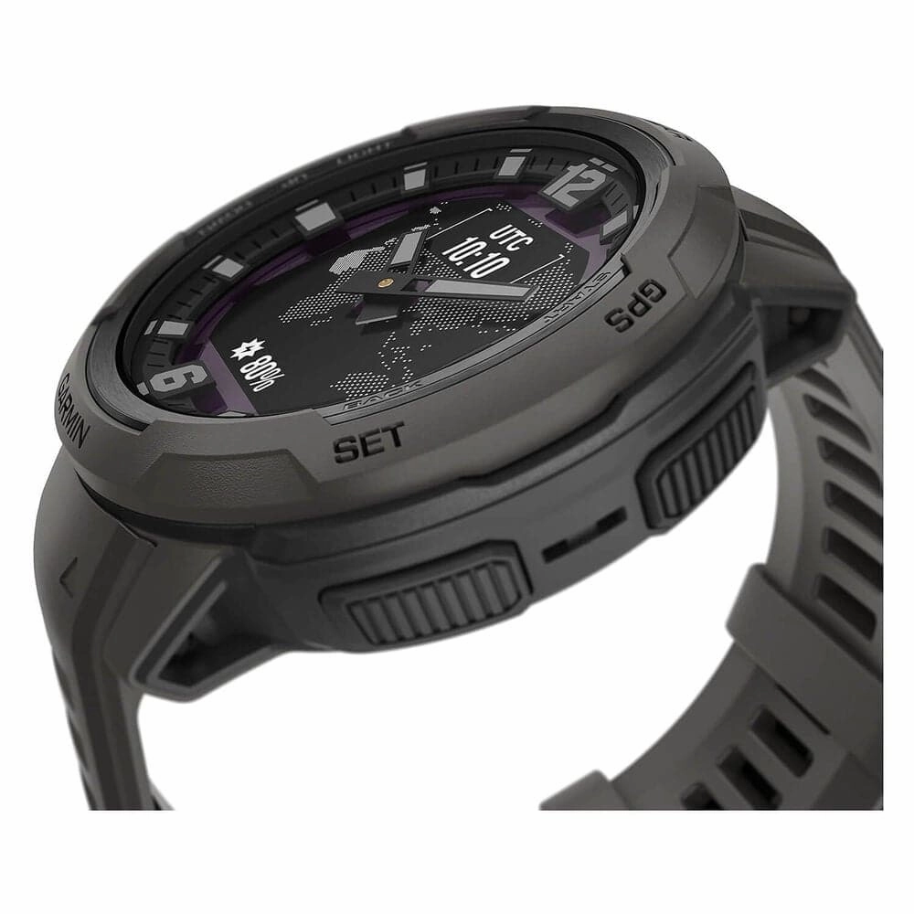 Garmin Instinct Crossover Solar  45mm Rugged Hybrid Smartwatch, Solar Charging, 70-Day Battery, GPS, SpO2 - Graphite