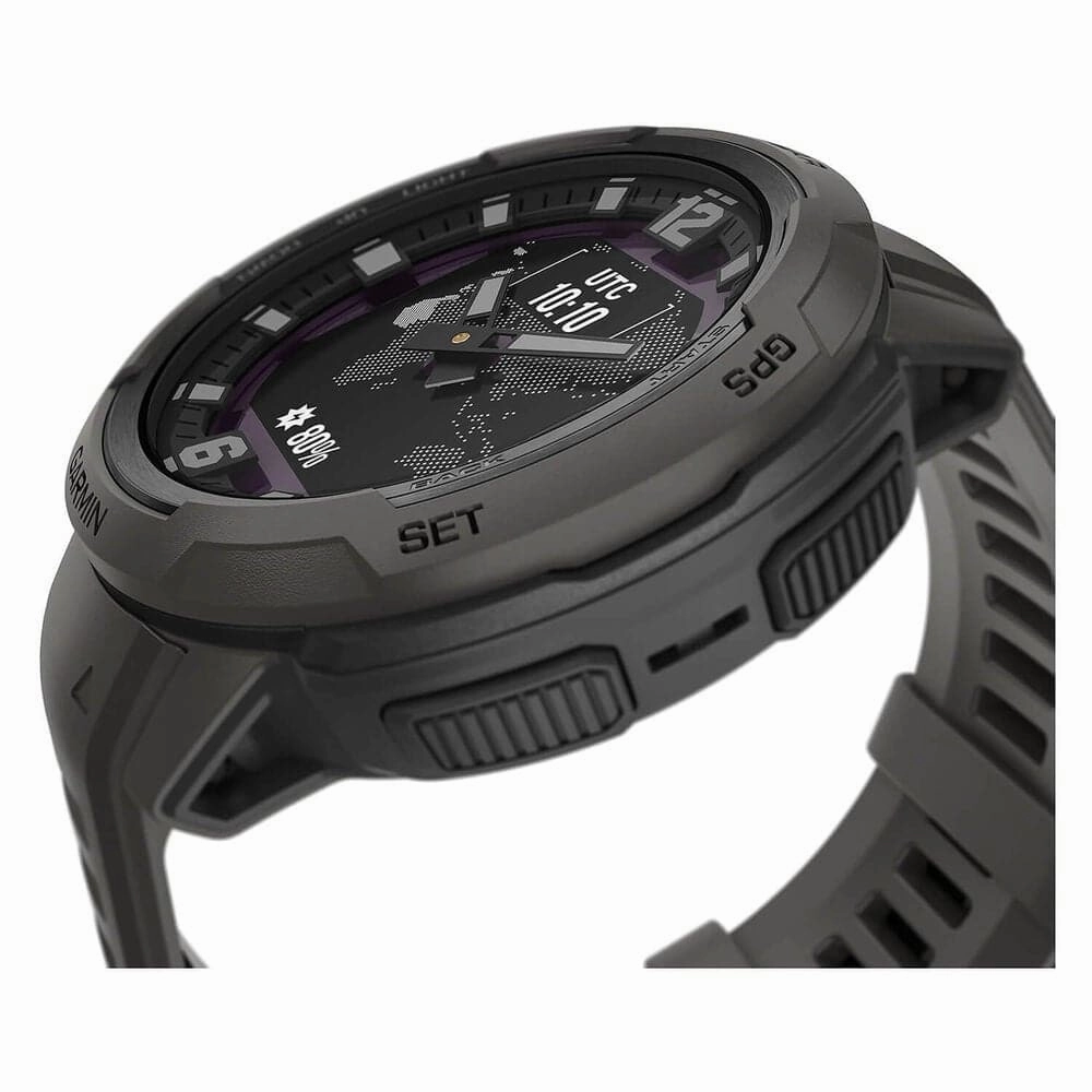 Garmin Instinct Crossover Solar  45mm Rugged Hybrid Smartwatch, Solar Charging, 70-Day Battery, GPS, SpO2 - Graphite
