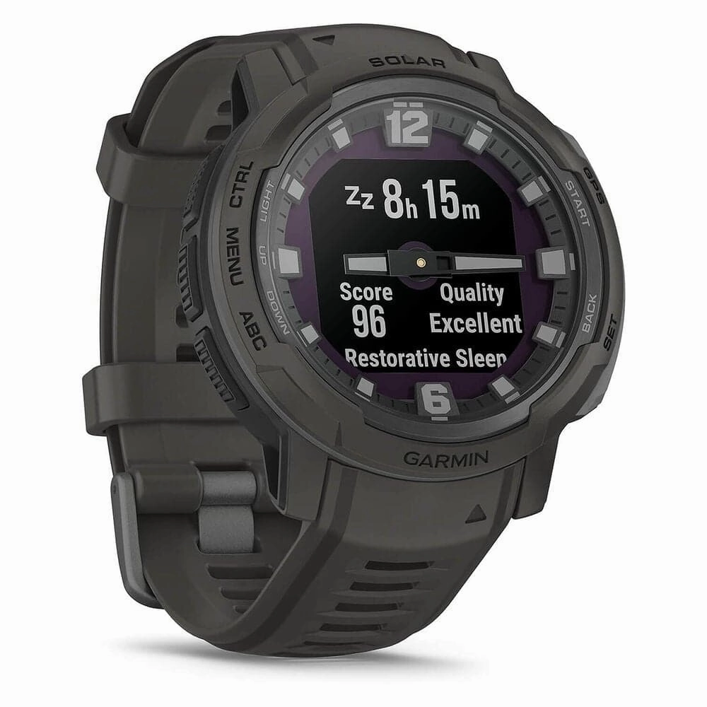 Garmin Instinct Crossover Solar  45mm Rugged Hybrid Smartwatch, Solar Charging, 70-Day Battery, GPS, SpO2 - Graphite
