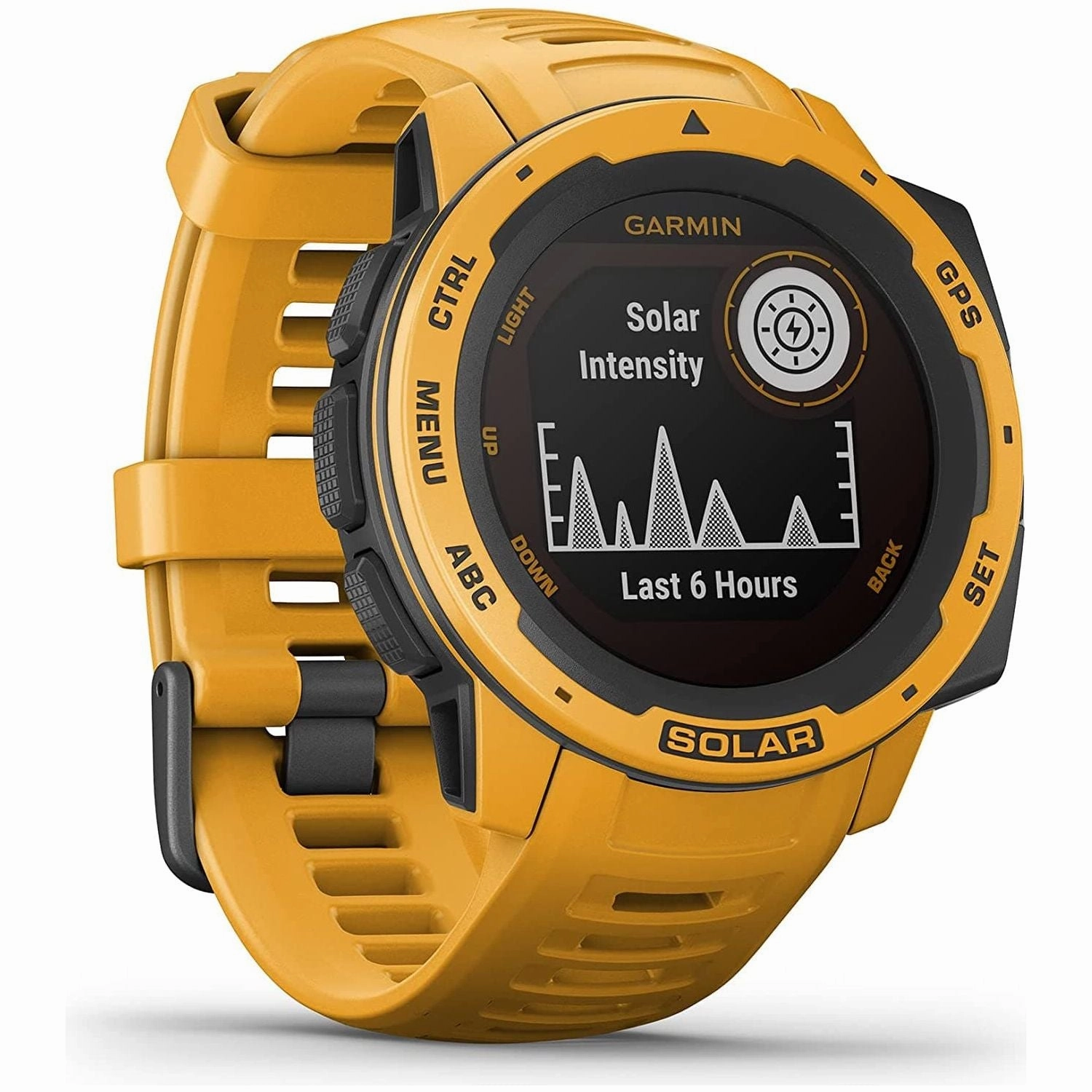 Garmin Instinct Solar, Solar-powered Rugged Outdoor Smartwatch, Built-in Sports Apps and Health Monitoring, Sunburst Yellow