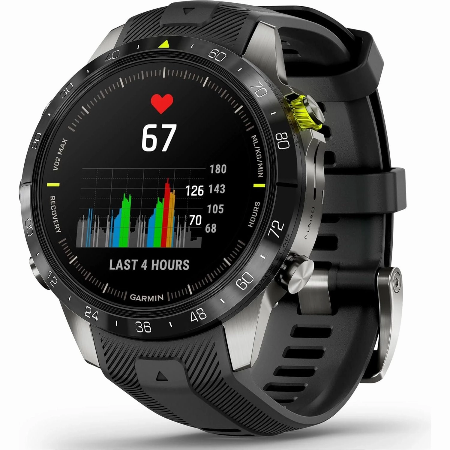 Garmin MARQ Athlete Gen 2 - 46mm Titanium Case, Black Bezel, Rubber Strap