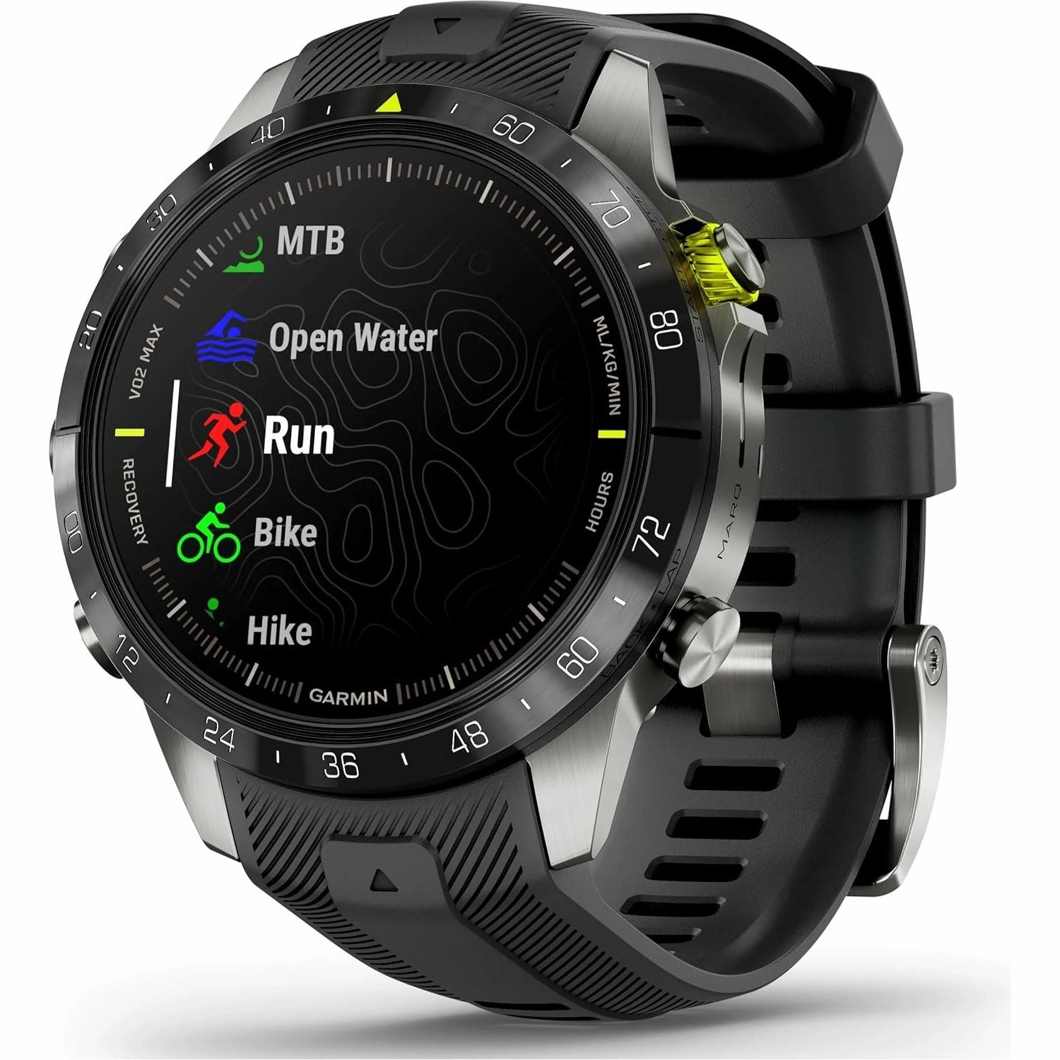 Garmin MARQ Athlete Gen 2 - 46mm Titanium Case, Black Bezel, Rubber Strap