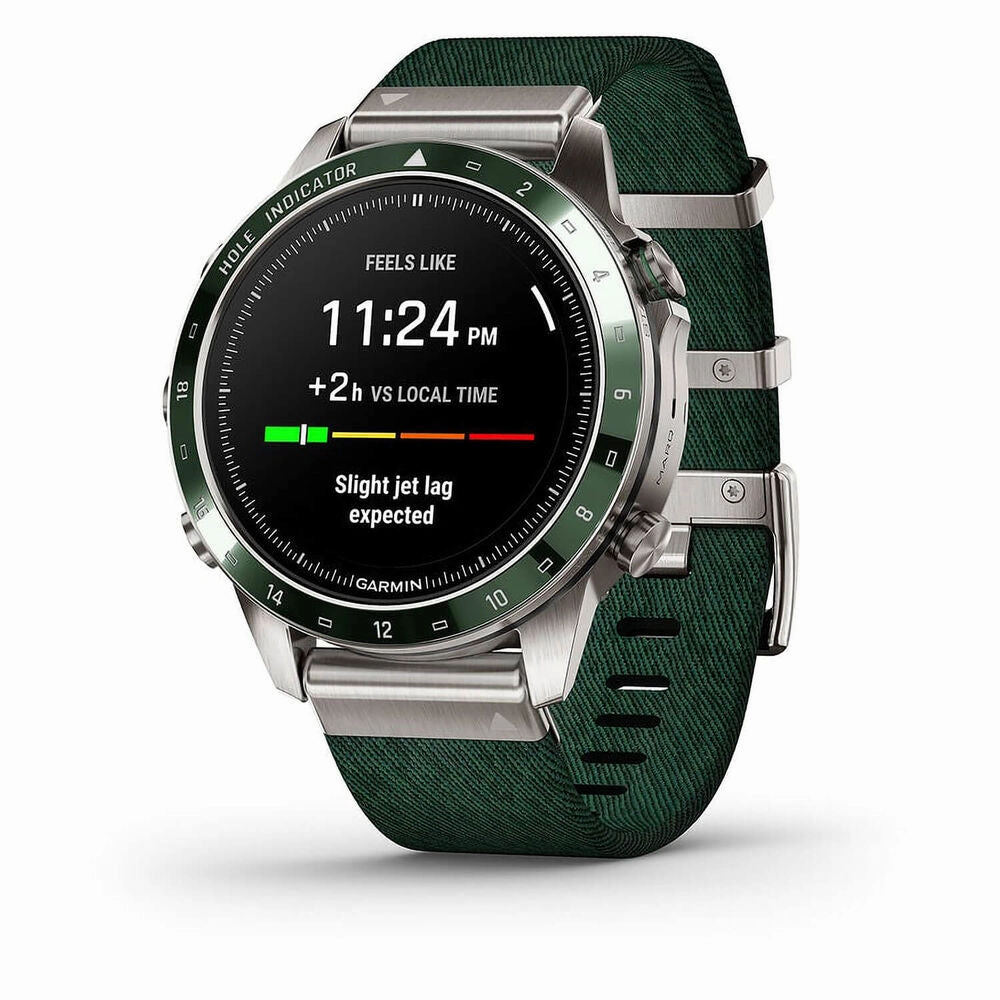 Garmin MARQ Golfer Gen 2 46mm Titanium Watch - Green Ceramic Bezel, Strap