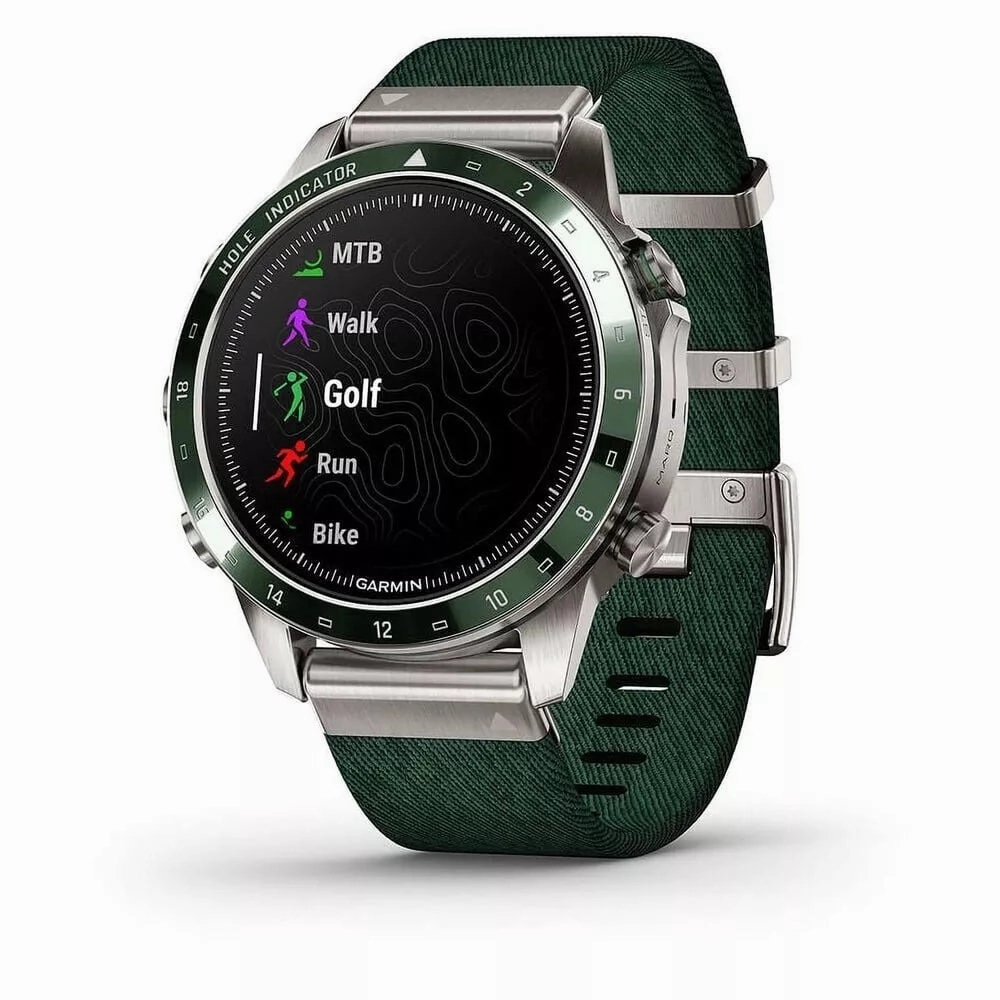 Garmin MARQ Golfer Gen 2 46mm Titanium Watch - Green Ceramic Bezel, Strap
