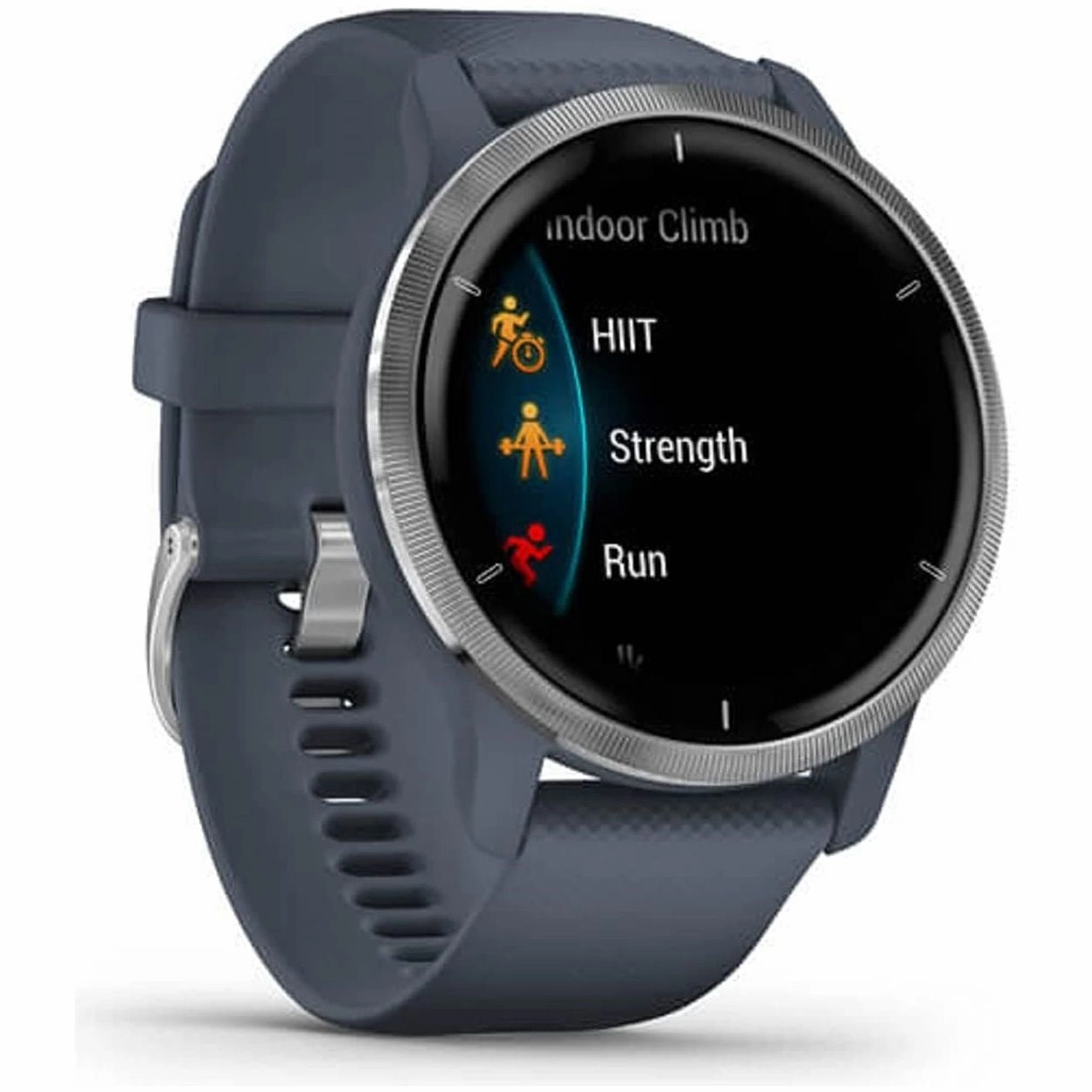 Garmin Venu 2 GPS smartwatch with all-day health monitoring, Silver Bezel with Granite Blue Case and Silicone Band