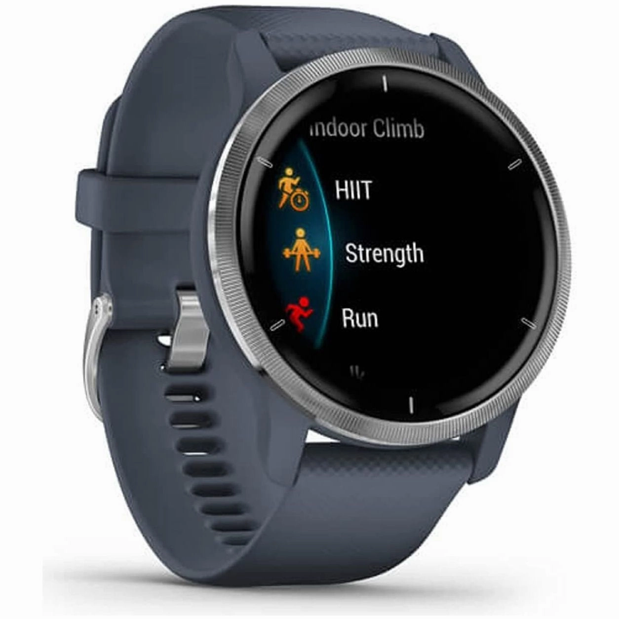 Garmin Venu 2 GPS smartwatch with all-day health monitoring, Silver Bezel with Granite Blue Case and Silicone Band
