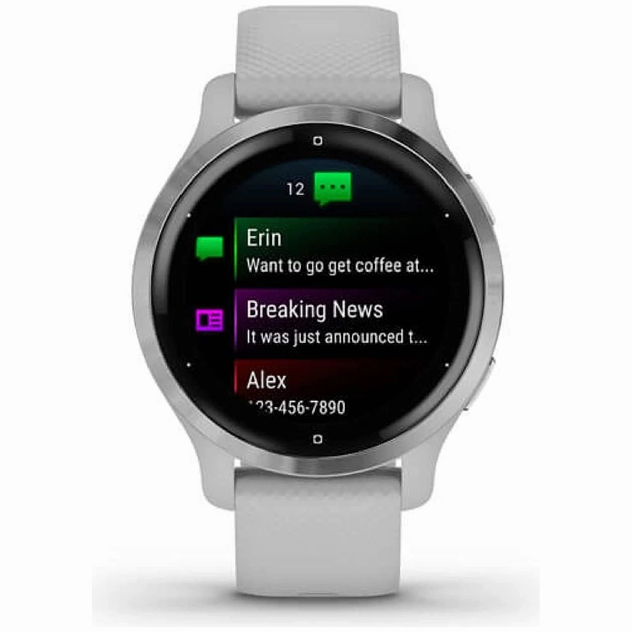 Garmin Venu 2S Smaller-sized GPS smartwatch with all-day health monitoring, Silver Bezel with Mist Grey Case and Silicone Band