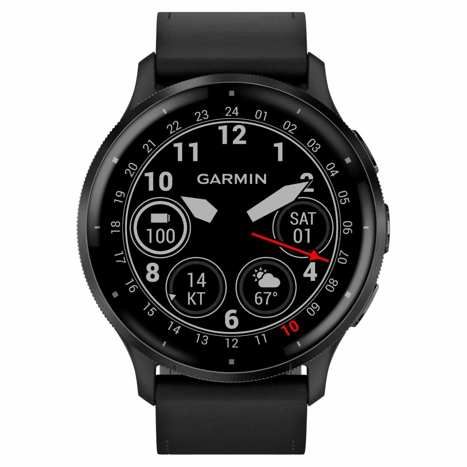 Garmin Venu 3 (45mm) Slate Stainless Steel Bezel / Black Leather Strap