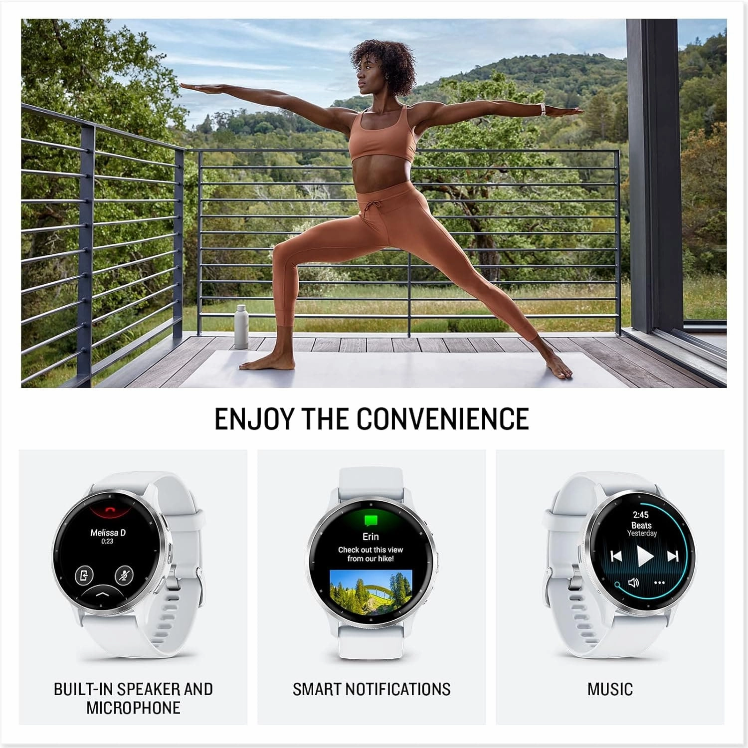 Garmin Venu 3, AMOLED GPS Smartwatch with All-day Advanced Health and Fitness Features, Voice Functionality, Music Storage, Wellness Smartwatch with up to 14 days battery life, Whitestone