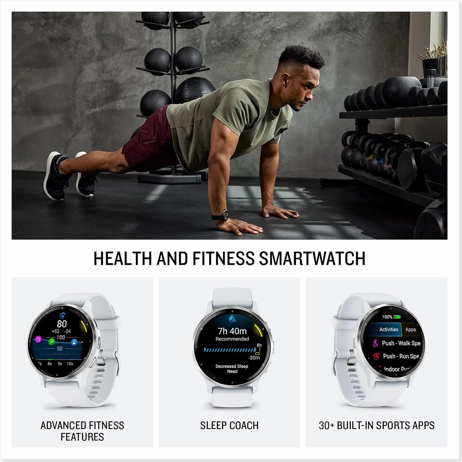 Garmin Venu 3 GPS Smartwatch  AMOLED Display, Advanced Health & Fitness Features, Voice Functionality, Music Storage, 14-Day Battery Life, Black