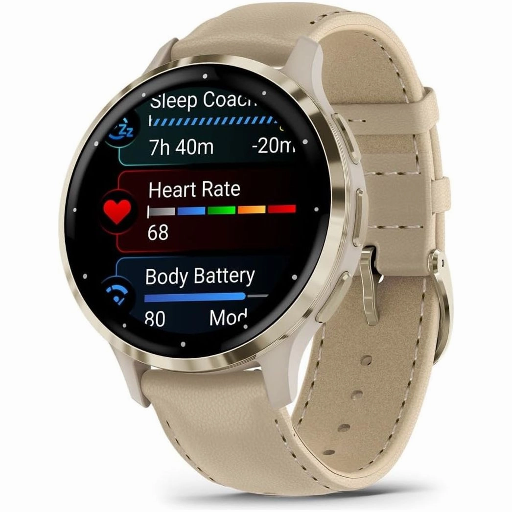 Garmin Venu 3S 41mm GPS Smartwatch, AMOLED Touchscreen, Advanced Health & Fitness, Voice Functionality, Music Storage, 10-Day Battery - French Grey